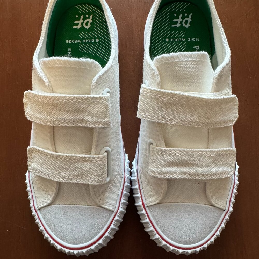 NWT PF Flyers Boy's Center Lo 3V White Canvas 13 Little Kid Hook and Loop Strap